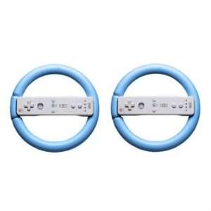    Blue Stearing Wheels For Nintendo Wii   2 Pack Video Games