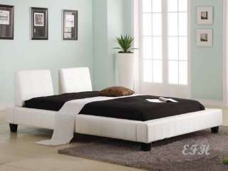 MODERN MARIES WHITE BYCAST LEATHER QUEEN/ KING SIZE BED  