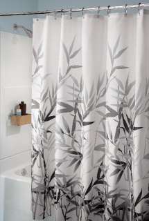 NEW InterDesign # 36527 Anzu Fabric Shower Bath Curtain   Gray Leaves 