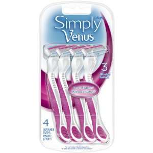 Gillette Simply Venus Pink Disposable Womens Razor, 4 Count (Pack of 3 