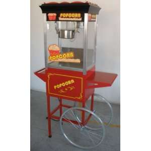  8oz Vertical Popcorn Machine + Cart. 1300w  Popper Maker 
