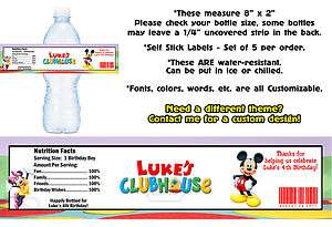   Clubhouse Minnie Printed Water Bottle Labels Birthday Party Favors