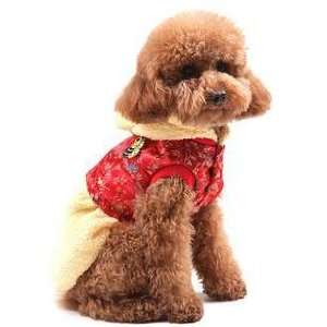 PuppyDog Pet Dress Gold And Red Tang Suit, Five Sizes Available, Pet 