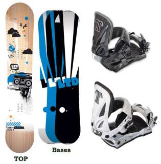 LTD QUEST 159cm Snowboard+Technine Split T Bindings in Black or White 