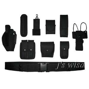BLACK LAW ENFORCEMENT TACTICAL BELT WITH POUCH HOLSTER  