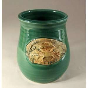  Green Crab Ceramic Mug Created by Moonfire Pottery 