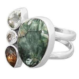   Quartz Green Amethyst Multi Gemstone Handmade Ring Jewelry Size 9