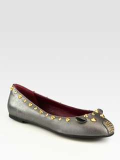 Marc by Marc Jacobs   Studded Metallic Leather Mouse Ballet Flats