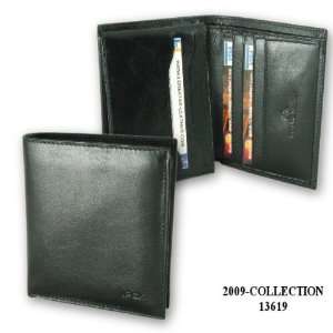   Small Luxury Tri Fold Mens Leather Wallet in Black