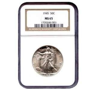  1945 P Walking Liberty Half Dollar MS65 NGC Sports 