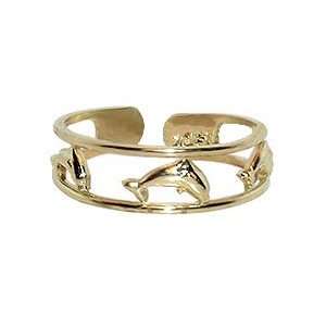  Gorgeous 10 KT Yellow Gold Dolphin Toe Ring 10k Toering Jewelry