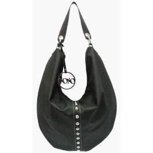  XOXO Black Hobo Style Studded Purse Hot Vinyl Handbag in 