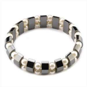  Hematite White Pearl Bracelet 
