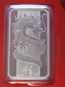 2012 NEW ~ ZODIAC DRAGON PAMP SWISS .999 SILVER BAR 1 OZ. SEALED 