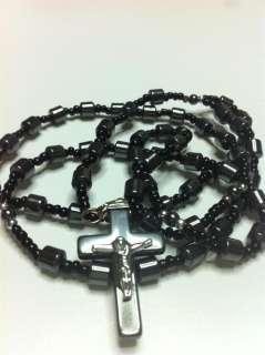 Hematite Stone Rosary Cylindric Beads from Jerusalem  