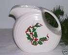 fiesta ware small juice holly ribbon disk pitcher nwt returns