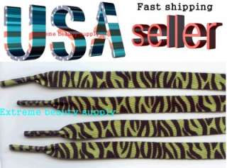 flat animal print zebra green man boy girl shoelace  