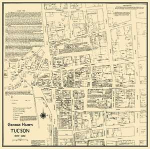 TUCSON ARIZONA (AZ) LANDOWNER MAP 1870 1880 MOTP  
