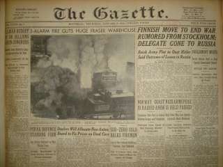0512408PQ Montreal Gazette Finnish Move End War January 8 1942 WW ll 