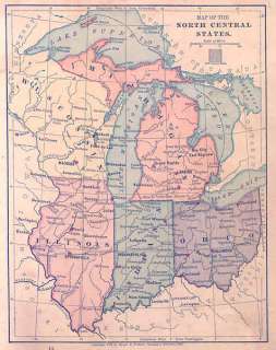 USA NORTH CENTRAL STATES. Antique Map.Harper.1885  