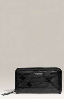 Burberry Check Embossed Patent Leather Wallet  
