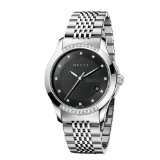 Gucci YA126408 G Timeless Medium Diamond Black Dial Steel Watch