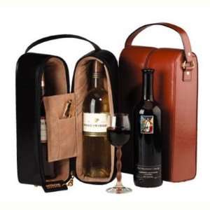 Royce Leather Double Wine Carrier and Presentation Case Tan, Tan