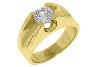 MENS 1.26 CARAT SOLITAIRE ROUND CUT DIAMOND RING WEDDING BAND TENSION 