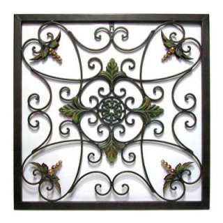 NEW 24 in. Square Black Wrought Iron Hanging Wall Art  