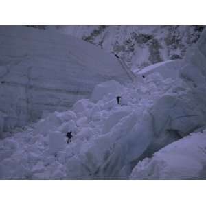  Climbing Khumbu Ice Fall, Everest, Nepal Premium Poster 