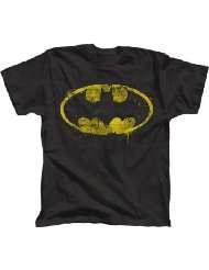 DC Comics Batman Drip Distressed Logo Mens Black T shirt Tee