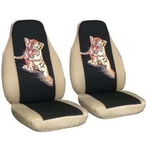 Tan and Black Kitty seat covers for a 2006 to 2012 Chevrolet Impala 