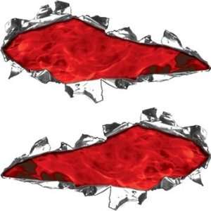 Ripped / Torn Metal Look Decals Inferno Red   6 h x 12 w 