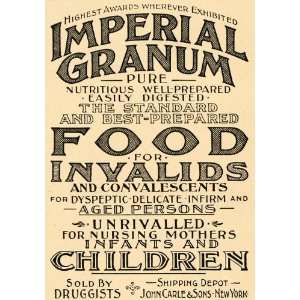   Ad John Carle Imperial Granum Food Invalid Mothers   Original Print Ad