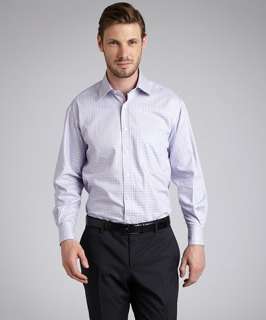 Alara lavender box plaid print cotton spread collar dress shirt