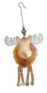 Hand Crafted DOODLE MOOSE Metal Ornament Dangle Spring Legs NEW  