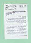 Mossberg 472 Factory Instruction Manual sheet rep