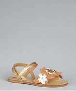 Prada KIDS Prada Sport tan and gold leather flower sandals style 