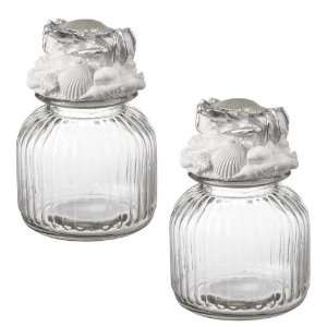  Glass Jar with Silver Crab Lid (Pack of 2) by Midwest CBK 