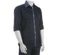 Cafe Bleu navy cotton Barrington button front shirt   up to 