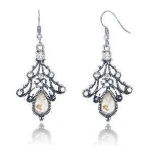   Silver Crystal & Stone Charm Hook Dangle Earrings Jewellery Jewelry