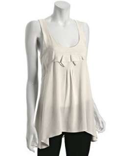 style #304466702 ivory u neck Sophie hi low pleated tank