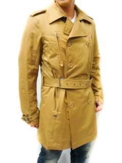   Mens Jiccon Overcoat Khaki Mustard Designer Trench Coat Long Jacket