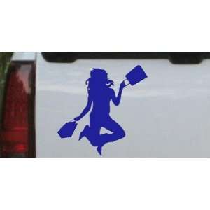 Happy Jumping Girl Shopping Silhouettes Car Window Wall Laptop Decal 