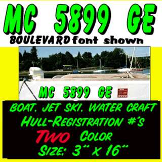 2color Hull Boat Registration NUMBERS PWC DECAL STICKER  