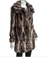 Hilary Radley brown faux fur round collar three quarter coat style 