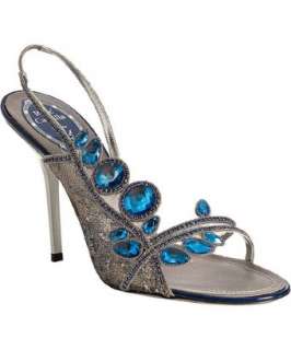 Caovilla silver floral embroidered and crystal slingbacks   up 