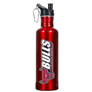 water bottle decorated with hand crafted metal team color logo