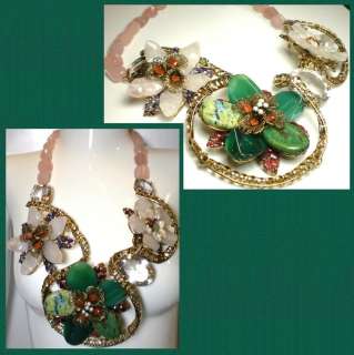   CONVERTIBLE DIMENSIONAL FLOWER COLLAR 2 NECKLACE PENDANT 3 PIN BROOCH