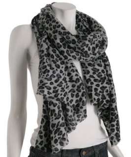 Kashmere grey leopard printed cashmere wrap  